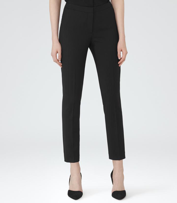 Reiss Lee Trousers - Womens Cropped Tailored Trousers In Black, Size 4