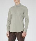 Reiss Mauro - Mens Concealed Placket Shirt In Brown, Size Xs