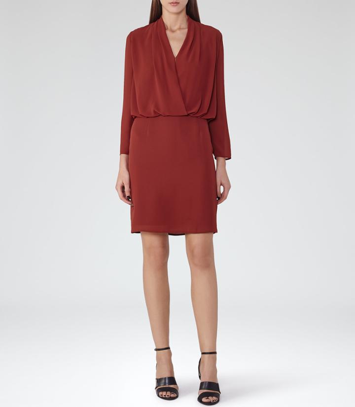 Reiss Blue - Womens Wrap-top Dress In Red, Size 6