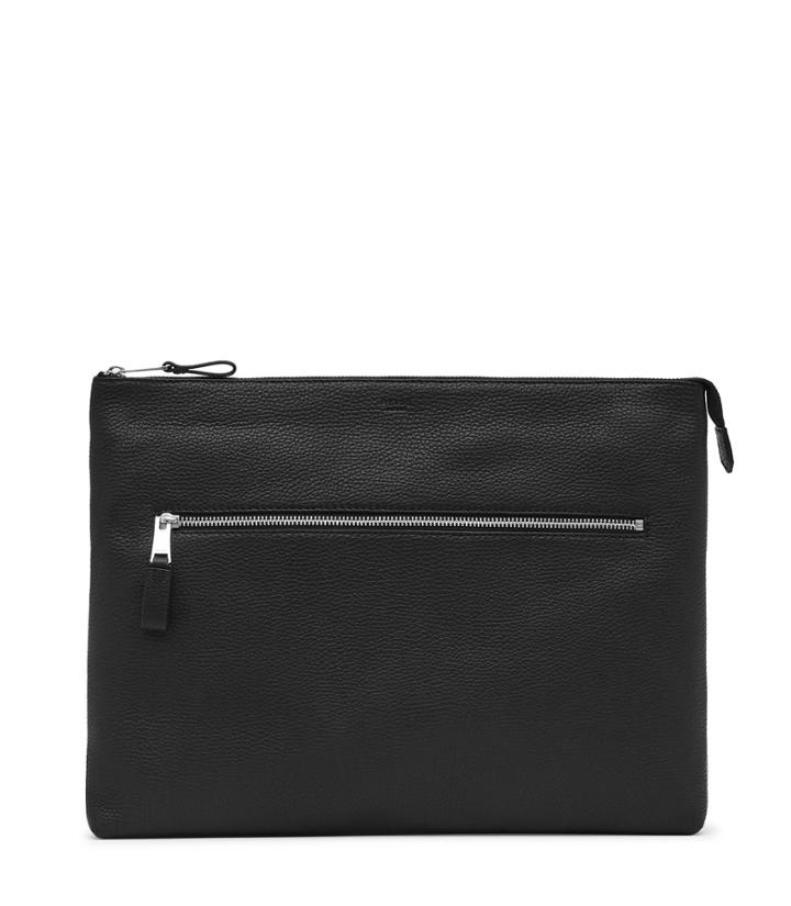 Reiss Folten - Mens Zip Leather Pouch In Black
