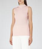 Reiss Charlie - Womens High-neck Ribbed-knit Tank Top In White, Size 4