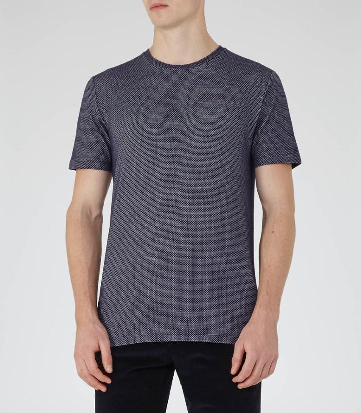 Reiss Shine - Honeycomb Weave T-shirt In Blue, Mens, Size S