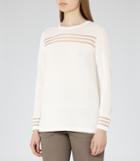 Reiss Corinne - Stripe-detail Jumper In White, Womens, Size S