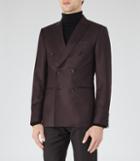 Reiss Island - Mens Double-breasted Wool Blazer In Red, Size 36