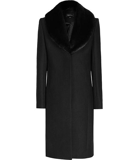 Reiss April Faux Fur Collar Coat