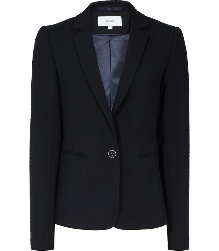 Reiss Issak - Womens Textured Blazer In Blue, Size 4