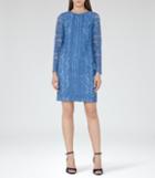 Reiss Suki - Womens Lace Shift Dress In Blue, Size 6