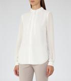 Reiss Serena - Womens Ruffle-front Blouse In White, Size 6