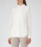Reiss Serena - Womens Ruffle-front Blouse In White, Size 6