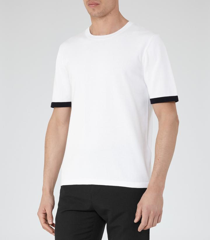 Reiss Brewer - Short Sleeve Knit In White, Mens, Size S