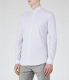 Reiss Cubit - Mens Cutaway Collar Check Shirt In Blue, Size S