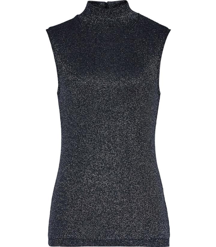 Reiss Amie - Womens Metallic Knitted Top In Blue, Size Xs