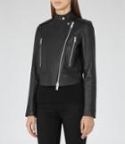 Reiss Phoebe - Womens Bonded Leather Jacket In Black, Size 6