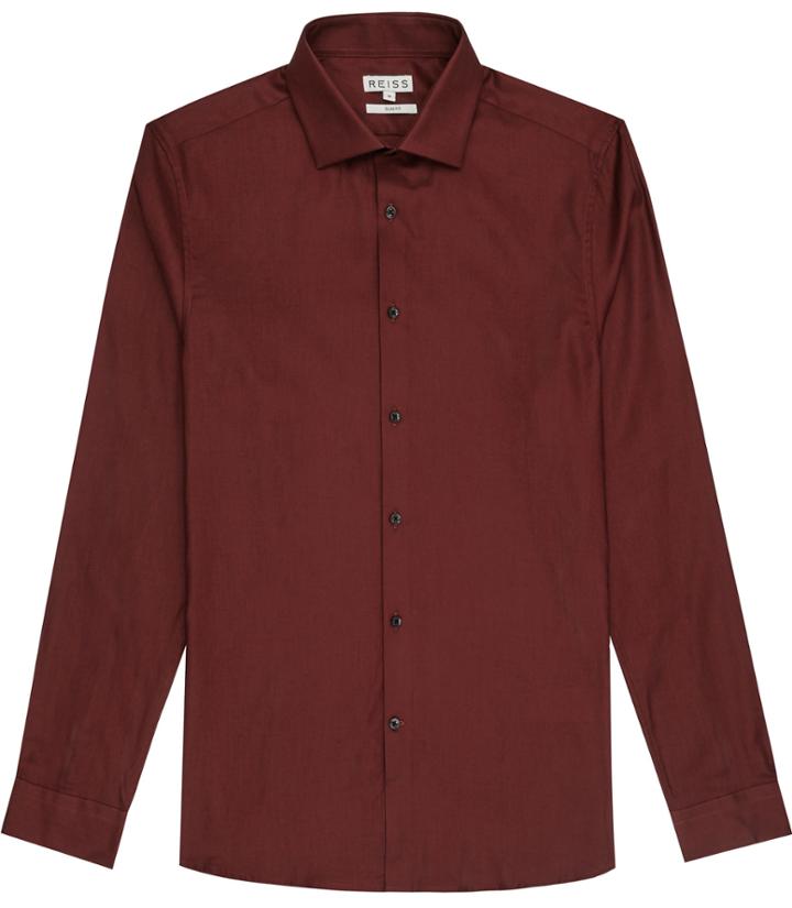 Reiss Notredame - Mens Slim-fit Cotton Shirt In Brown, Size Xs