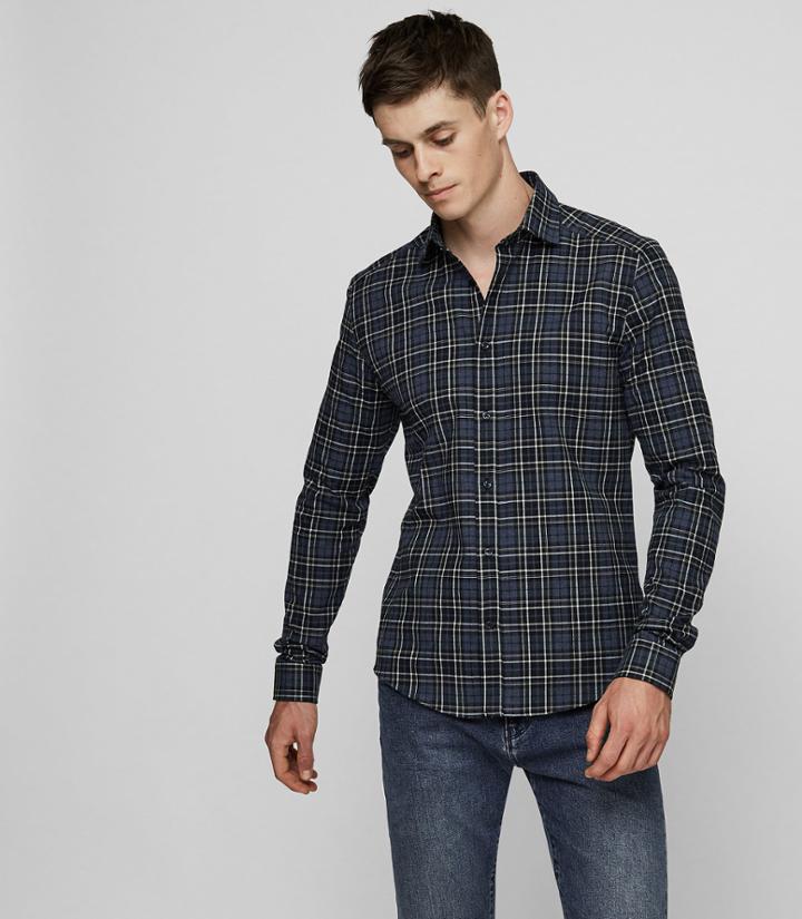 Reiss Tristan - Brushed Flannel Shirt In Blue, Mens, Size Xs