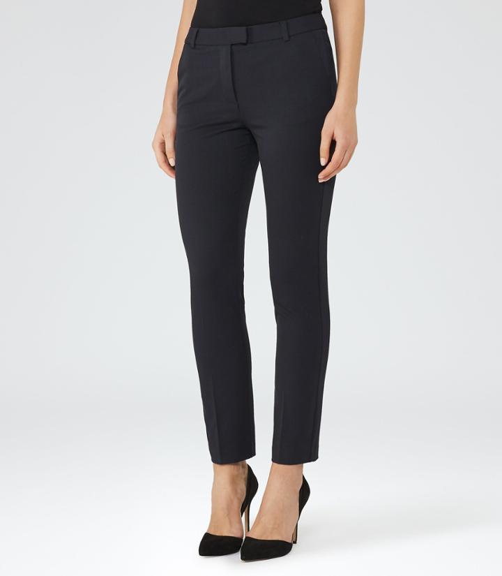Reiss Joanne - Cropped Tailored Trousers In Blue, Womens, Size 2