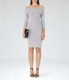 Reiss Madeline - Off-the-shoulder Knitted Dress In Grey, Womens, Size 0
