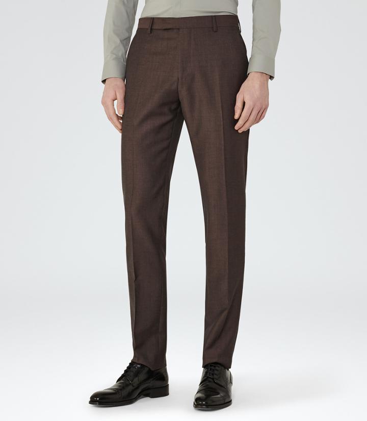 Reiss Hollidge T - Mens Slim-fit Tailored Trousers In Brown, Size 28