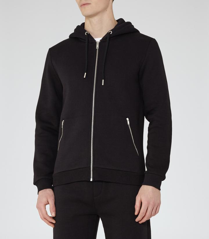 Reiss Avery - Zip Hoodie In Blue, Mens, Size S