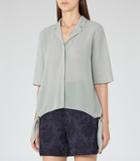Reiss Panther - Womens Side-tie Blouse In Green, Size 8