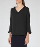 Reiss Kelis - Ruffle-detail Top In Black, Womens, Size 0