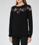 Reiss Amelia - Womens Embroidered Jumper In Black, Size S