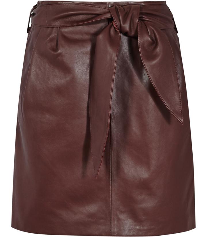 Reiss Leonie - Womens Belted Leather Mini Skirt In Red, Size 4