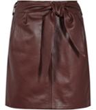 Reiss Leonie - Womens Belted Leather Mini Skirt In Red, Size 4
