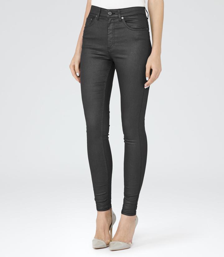Reiss Helvin Coated - Womens Coated Skinny Jeans In Grey, Size 25