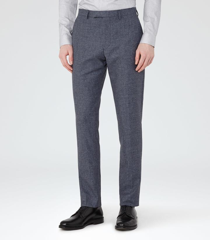 Reiss Taken - Mens Mottled Tailored Trousers In Blue