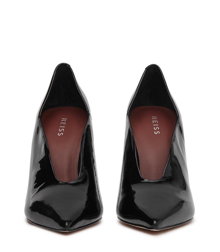 Reiss Jil Patent - Patent-leather Curve-detail Shoes In Black, Womens, Size 7