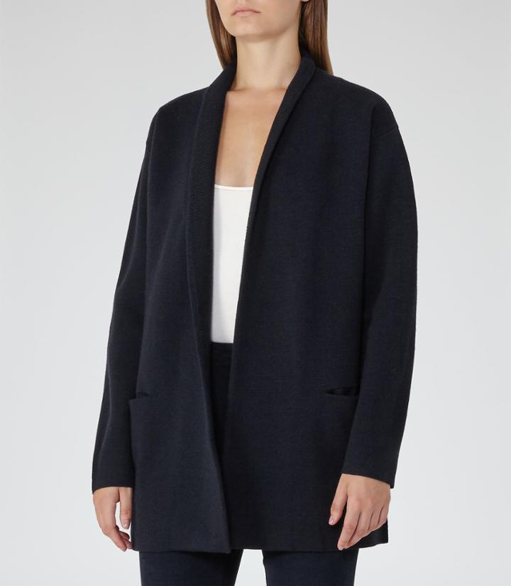 Reiss Hettie - Womens Longline Chunky Cardigan In Blue, Size S