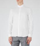 Reiss Prime - Textured Grandad Collar Shirt In White, Mens, Size Xs
