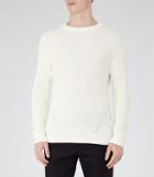 Reiss Wakely - Mens Raglan Ribbed Jumper In White, Size L
