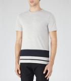 Reiss Bloc - Mens Stripe Hem T-shirt In Grey, Size Xs