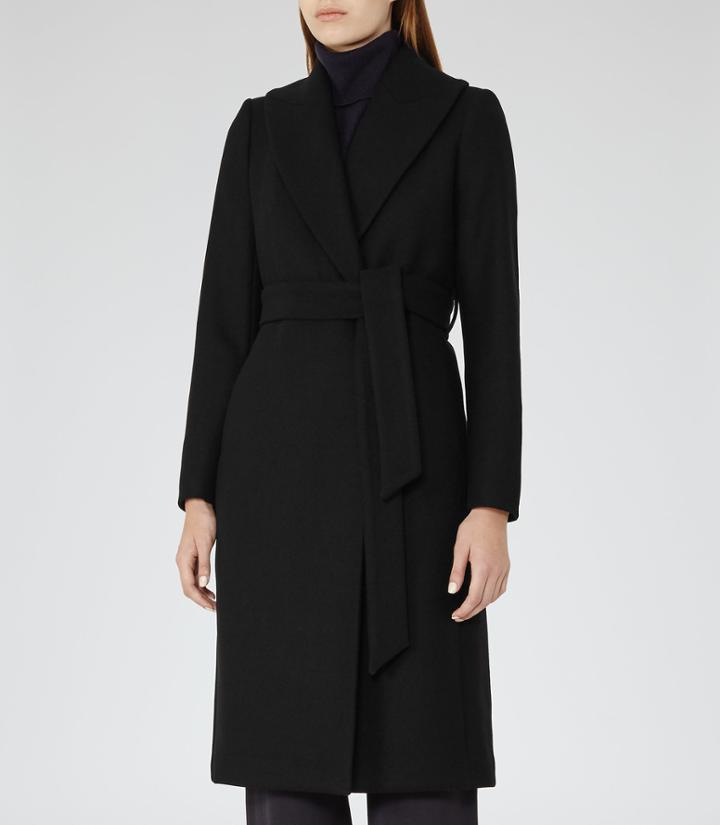 Reiss Cody - Womens Longline Wrap Coat In Black, Size 6