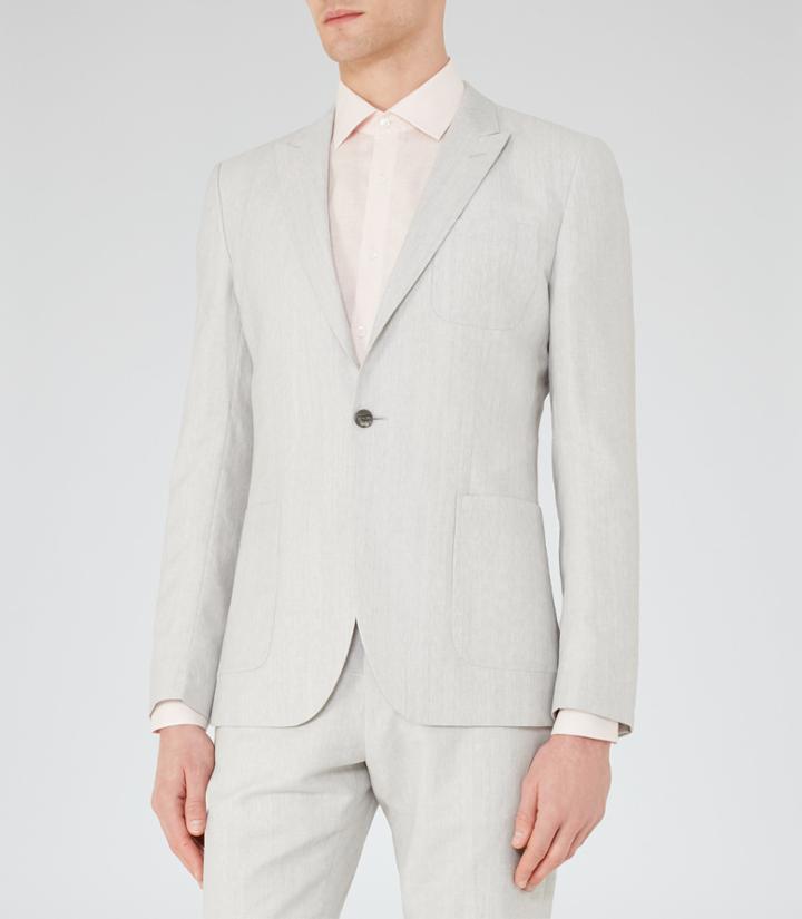 Reiss Rumble B - Mens Wool And Linen Blazer In Grey, Size 36