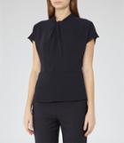 Reiss Hattie - Knot-front Top In Blue, Womens, Size 0
