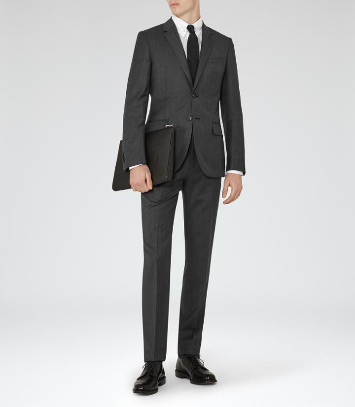 Reiss Henry - Wool Notch Lapel Suit In Grey, Mens, Size 36