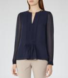 Reiss Inda - Chain-detail Top In Blue, Womens, Size 2