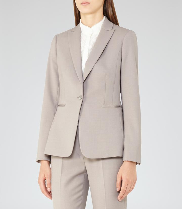 Reiss Truman Jacket - Womens Single-breasted Blazer In Grey, Size 6