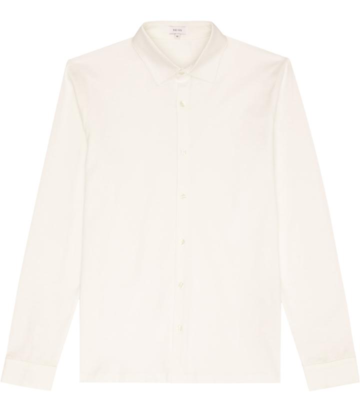 Reiss Chapter - Mens Mercerised Cotton Shirt In White, Size Xs