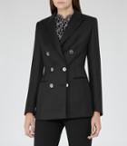 Reiss Tahlia - Double-breasted Blazer In Black, Womens, Size 0
