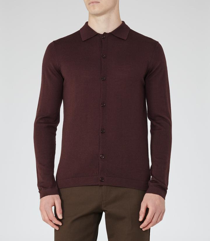 Reiss Oracle - Mens Merino Polo Shirt In Purple, Size S