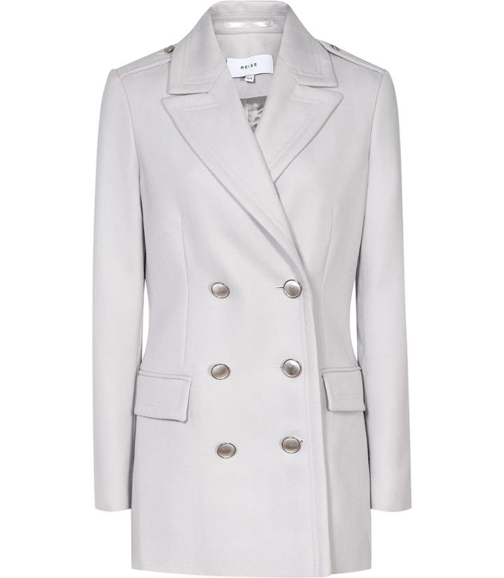 Reiss Pax - Double-breasted Jacket In Soft Yarn, Womens, Size 0