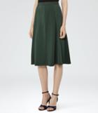 Reiss Bevan - Womens Box-pleat Midi Skirt In Green, Size 4