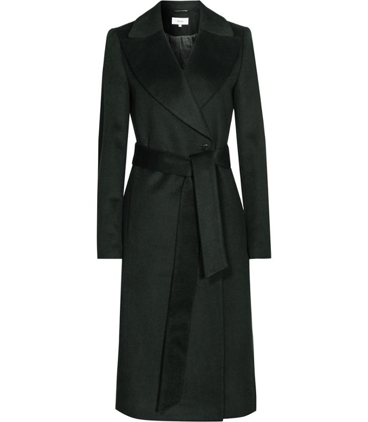 Reiss Forley - Womens Textured Longline Coat In Green, Size 4