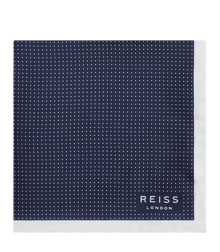 Reiss Nou - Mens Silk Dotted Pocket Square In Blue