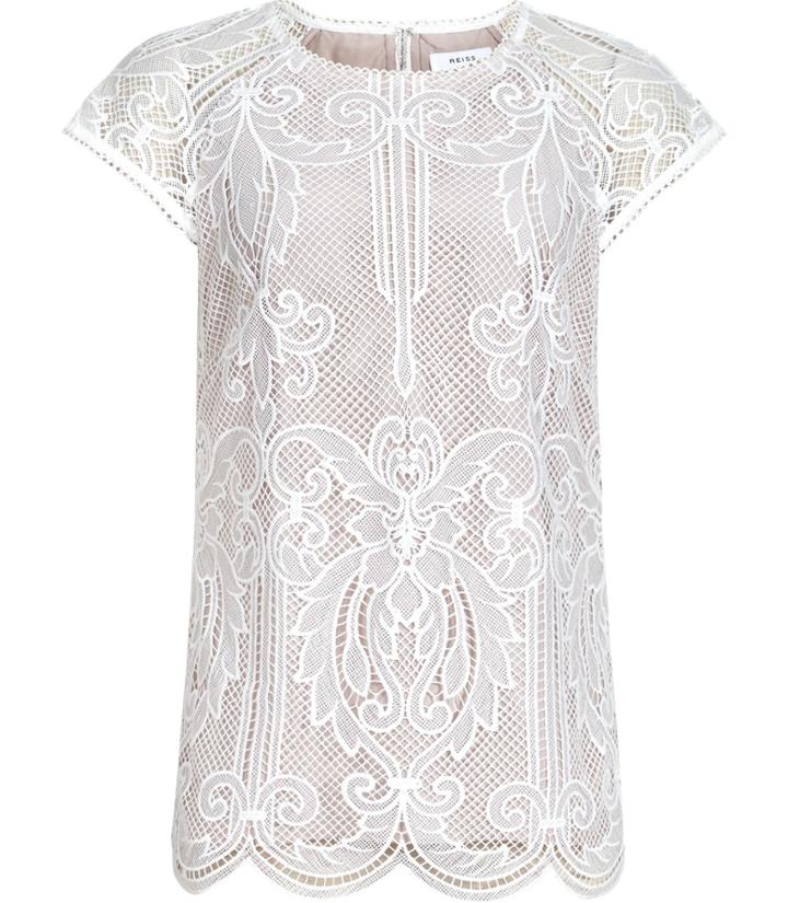 Reiss Etia - Womens Lace Top In Cream, Size 4