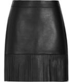 Reiss Hailee - Womens Leather Fringe Skirt In Black, Size 4